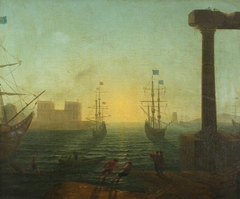 Harbour Scene by manner of Claude Lorrain