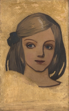 Head of a girl against gold background by Józef Mehoffer