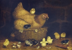 Hen with Twelve Chicks by Ben Austrian