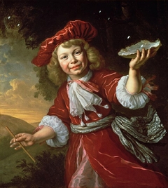 Homo Bulla: A Boy Blowing Bubbles in a Landscape by Bartholomeus van der Helst