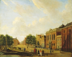 Hoogduitse Synagoge and Nieuwe Synagoge at the Deventer Houtmarkt in Amsterdam by Jan Ekels the Elder