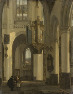 Interior of a Protestant Gothic Church with Motifs from the Oude and Nieuwe Kerk in Amsterdam by Emanuel de Witte