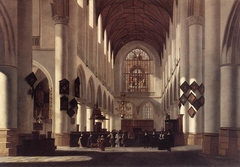 Interior of the St. Bavochurch in Haarlem by Job Adriaenszoon Berckheyde