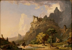 Italian Landscape near Rome: Study for "Mountain Stream" by Jasper Francis Cropsey