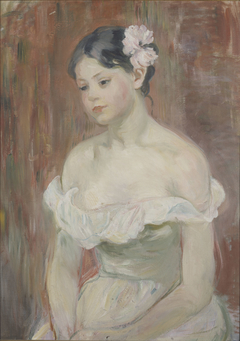 Jeune fille au décolleté, la fleur aux cheveux by Berthe Morisot