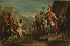 Killer of Darius before Alexander (King Porus and Alexander the Great) by Malarz francuski XVII w