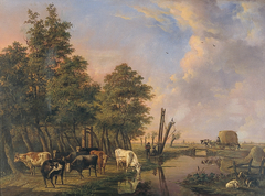 Koeien aan een landweg in de buurt van Rotterdam by Jan Kobell