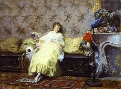 Lady with parrots - I by Giuseppe De Nittis