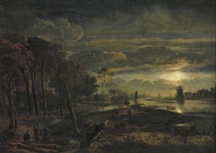 Landscape in Moonlight by Aert van der Neer