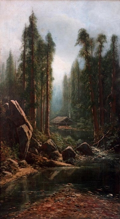 Landscape with Miner's Cabin on Stream in the Sierra Nevada by Ransome Gillett Holdridge