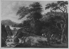 Landschaft mit Wasserfall by Gerrit Battem