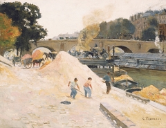 Le Pont-Marie vu depuis le quai d'Anjou by Camille Pissarro