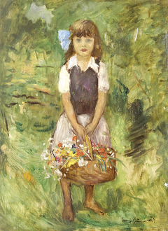 Little Girl with Flower Basket by Béla Iványi-Grünwald