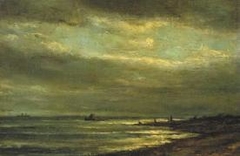 Moonlit View of a Coast by Louis Artan