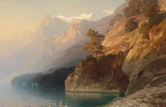 Mountain landscape with lake by Stanislaus von Kalckreuth