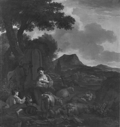 Mutter, Kind und Herde in einer Landschaft (Art des) by Nicolaes Pieterszoon Berchem