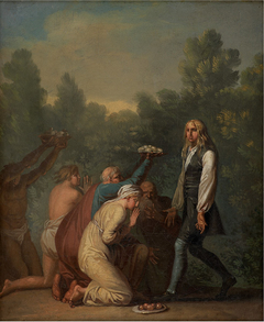 Niels Klim Receives the Homage of the Quamites. by Nicolai Abildgaard