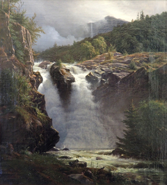 Norwegian waterfall by Louis Gurlitt