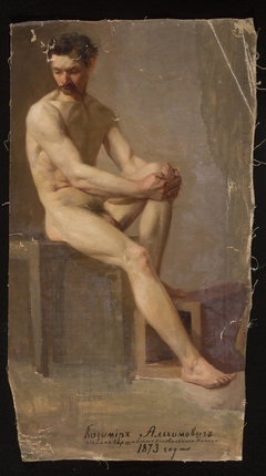 Nude of a seated man by Kazimierz Alchimowicz