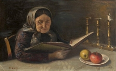 Old Woman Reading by Yehuda Pen