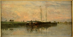 Péniches à Bezons by Charles-François Daubigny