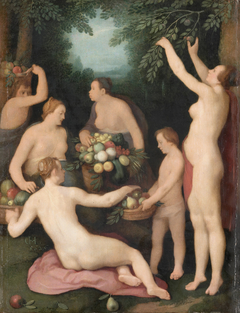 Pomona Receives the Harvest of Fruit by Cornelis Cornelisz. van Haarlem