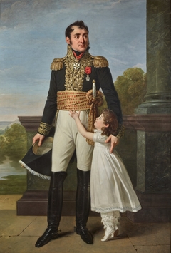 Portrait du baron Solignac avec sa fille Louise-Delphine by Robert Lefèvre