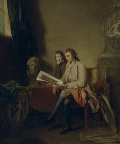 Portrait of a Man and a Boy Looking at Print by John Hamilton Mortimer