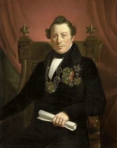 Portrait of Coenraad van Hulst, Actor, as President of the Arts-Promoting Company VW in Amsterdam (so named after the founders Casper Vreedenberg and Jan van Well) by Jan Cornelis van Rossum