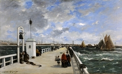 Promeneurs sur la jetée de Trouville-sur-Mer by Joseph Alfred Bellet du Poisat