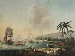 'Resolution' and 'Discovery' at Tahiti by John Cleveley the Younger