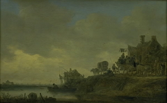 River Scene with the "Swan" Tavern by Jan van Goyen