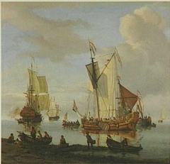 Riverbank with Dutch Shipping by Abraham Storck