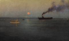 Rosy Moon Off Charleston Harbor by L Birge Harrison