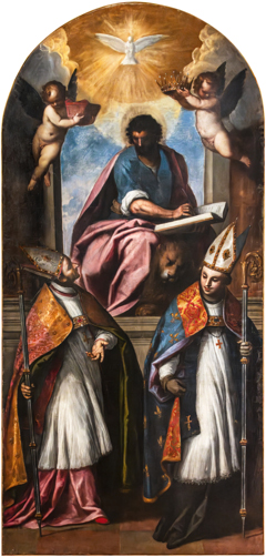 Saint Mark Enthroned with saints Charles Borromeo and Louis of Toulouse by Jacopo Palma il Giovane