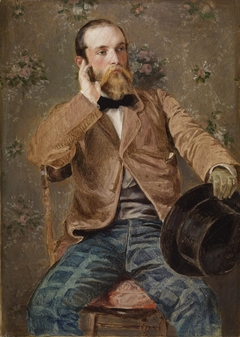 Self-Portrait with Flowered Wallpaper by Richard Caton Woodville