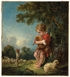 Shepherd Boy Playing Bagpipes by François Boucher