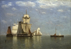 Ships lying off Flushing by Paul Jean Clays