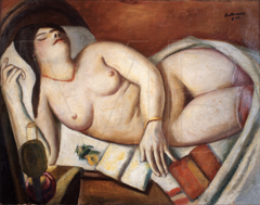 Sleeping Woman / Reclining Nude by Max Beckmann