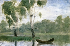 Small Lake with Boat by Edvard Munch