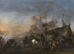 Soldiers and Horses at a Sutler's Tent by Philips Wouwerman