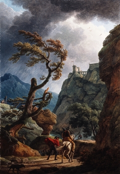 Soldiers in a Mountain Gorge, with a Storm by Joseph Vernet