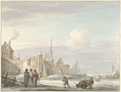 Stadsgezicht in de winter by Martinus Schouman