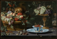 Still Life with Fruit, Wan-Li Porcelain, and Squirrel by Frans Snyders