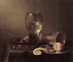 Still life with roemer, chalice, and lemon by Willem Claesz Heda