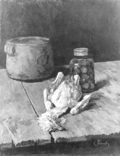 Stillleben mit gerupftem Huhn by Carl Schuch