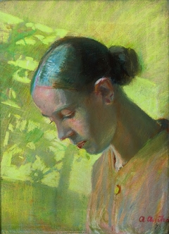 Study of the seamstress’ head, Ane by Anna Ancher