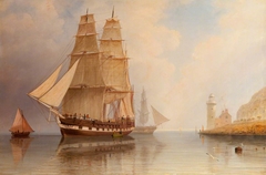 The Barque 'Kilbain' becalmed off the Cloch Lighthouse by William Clark