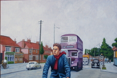 ‘The Cyclist’ (2014) oil on linen, 71 x 107 cm by john albert walker