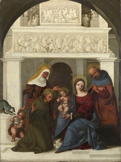 The Holy Family with Saint Francis by Ludovico Mazzolino